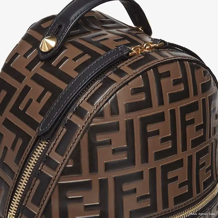 Cheap FF Nappa Leather Motif Backpack Brown Mini Fendi In 0614